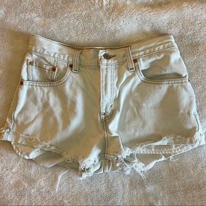 Levi Strauss 555 Denim Shorts Womens Size Small Cutoff Light Blue